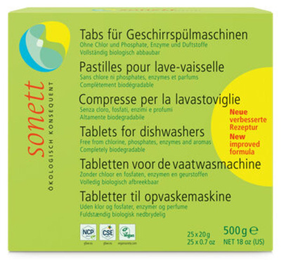 Produktfoto zu Spülmaschinen-Tabs, 25 Stück (500g), keine chlorhaltigen Bleichmittel, keine Phosphate und keine Duftstoffe