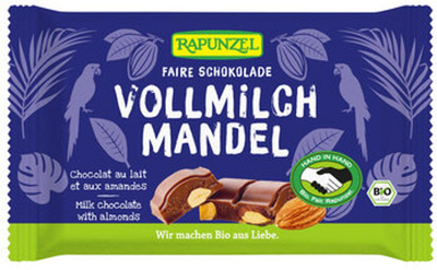 Produktfoto zu Vollmilch Schokolade mit ganzen Mandeln HIH, 100g