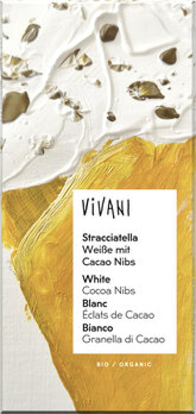 Produktfoto zu Stracciatella weiße Schokolade mit knusprigen Kakao Nibs, 80 g