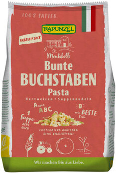 Produktfoto zu GEBINDE Buchstaben Suppennudeln Semola, bunt, 12 x 500g