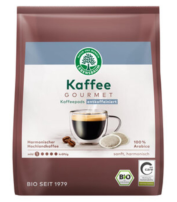 Produktfoto zu Gourmet Kaffee Pads ENTCOFFEINIERT, 18 Pads