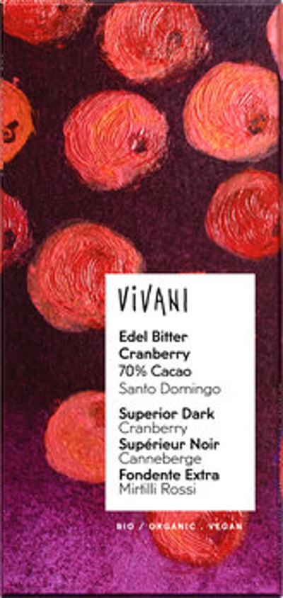 Produktfoto zu Edel Bitter Cranberry 70% Cacao Santo Domingo, 80 g
