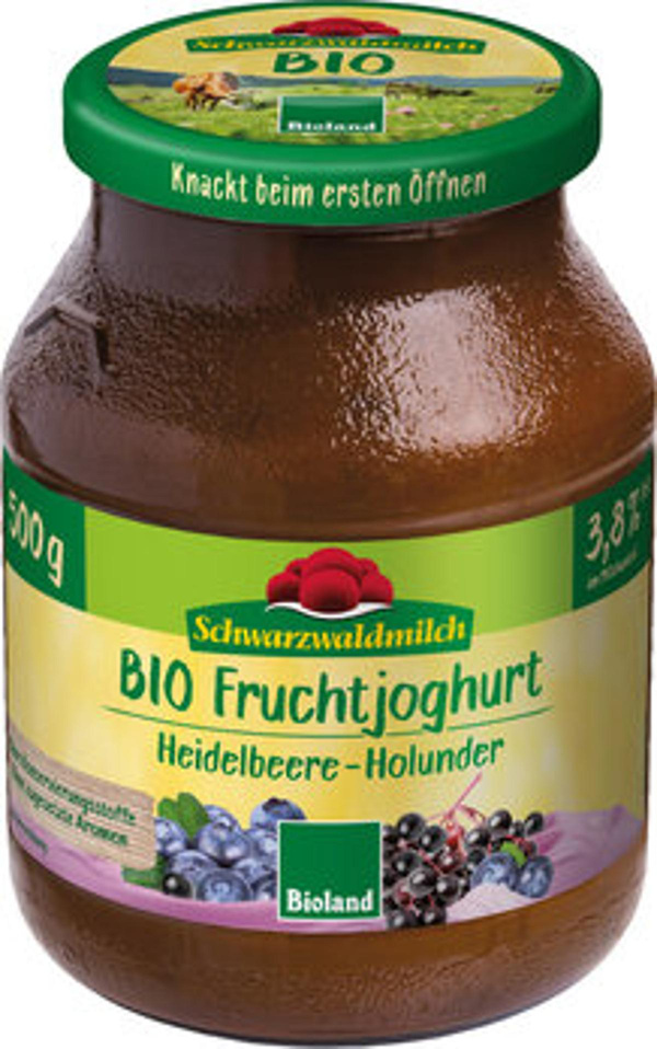 Produktfoto zu Fruchtjogurt Heidelbeere-Holunder 3,8% Glas, 500g
