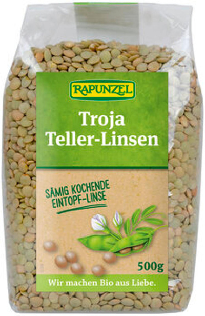 Produktfoto zu Troja Teller-Linsen (grün bis braun), 400 g