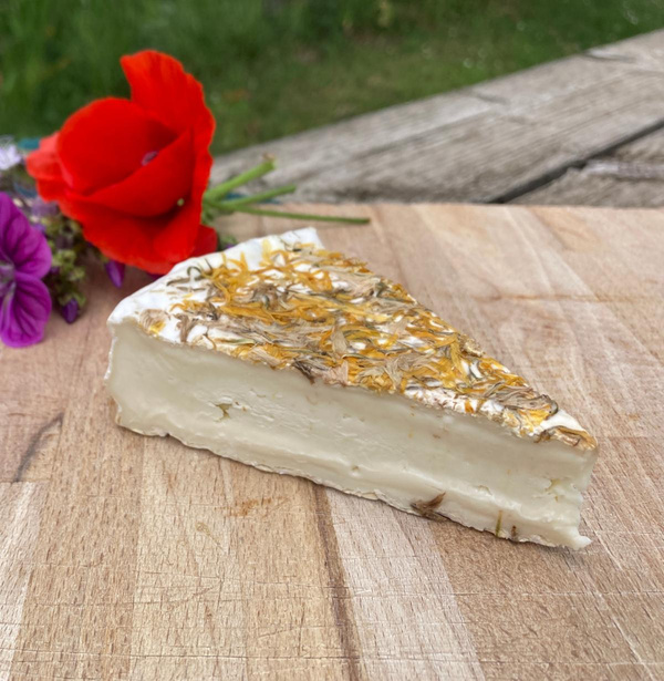 Produktfoto zu 1_8 Ziegenbrie Blütenbert mit Blütenmischung, ca. 125 g