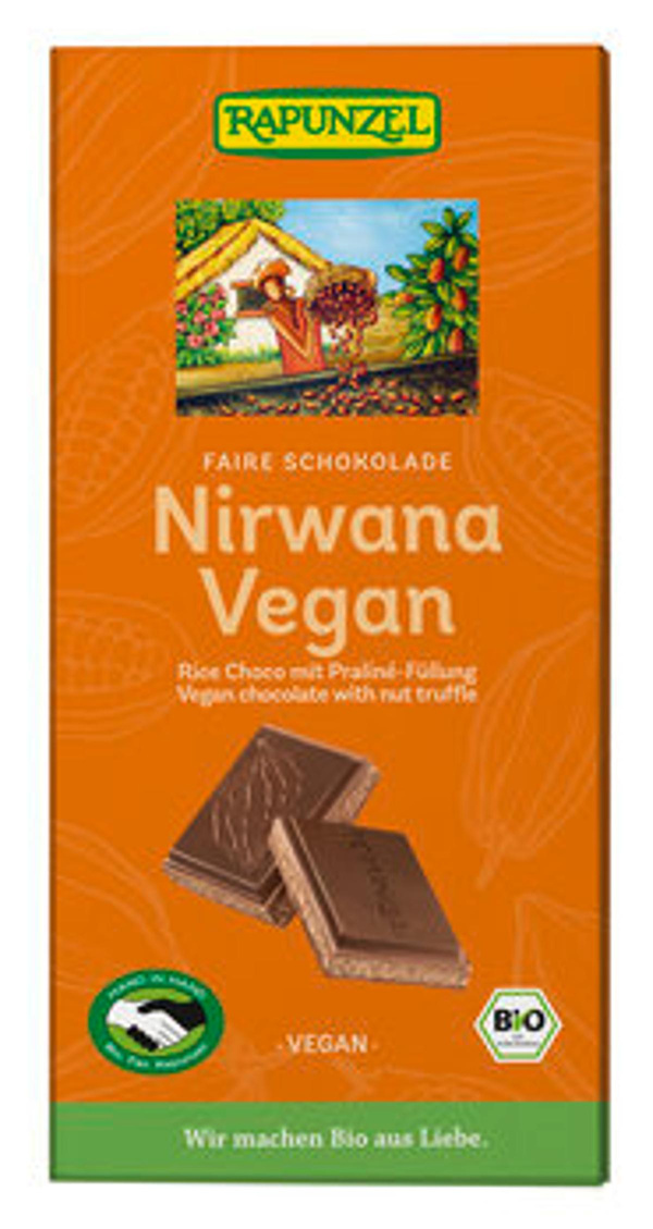 Produktfoto zu Nirwana Vegan, Rice Choco mit Praliné-Füllung, 100g