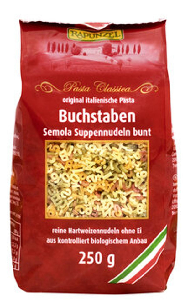 Produktfoto zu GEBINDE Buchstaben Suppennudeln Semola, bunt, 12 x 500g