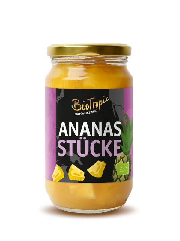 Produktfoto zu Ananas Stücke in Ananassaft, 370ml, ATG 200g