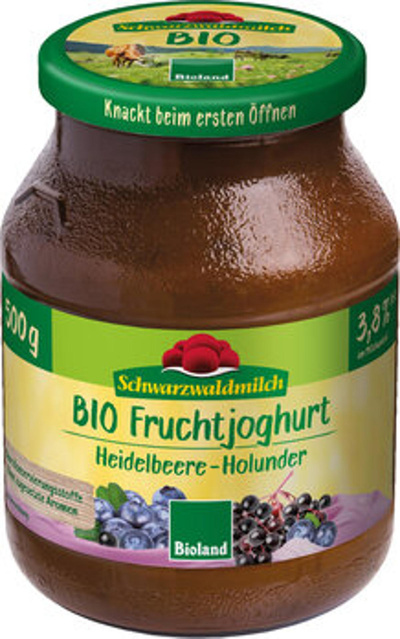 Produktfoto zu Fruchtjogurt Heidelbeere-Holunder 3,8% Glas, 500g