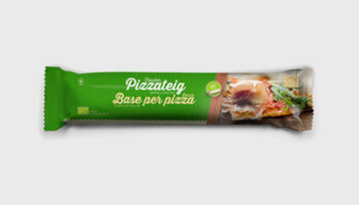 Produktfoto zu Frischer Pizzateig, 400 g, 36 x 24 cm, backfertig auf Backpapier eingerollt