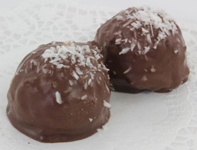 Produktfoto zu Himbeer-Kokoskugel, 1 Stück