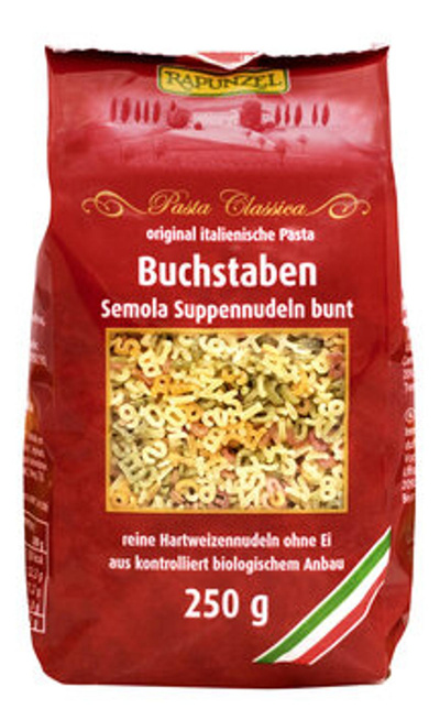 Produktfoto zu GEBINDE Buchstaben Suppennudeln Semola, bunt, 12 x 500g